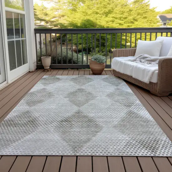 3' X 5' Gray Geometric Washable Non Skid Indoor Outdoor Area Rug Photo 8