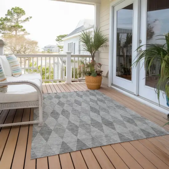 3' X 4' Gray Geometric Washable Non Skid Indoor Outdoor Area Rug Photo 8