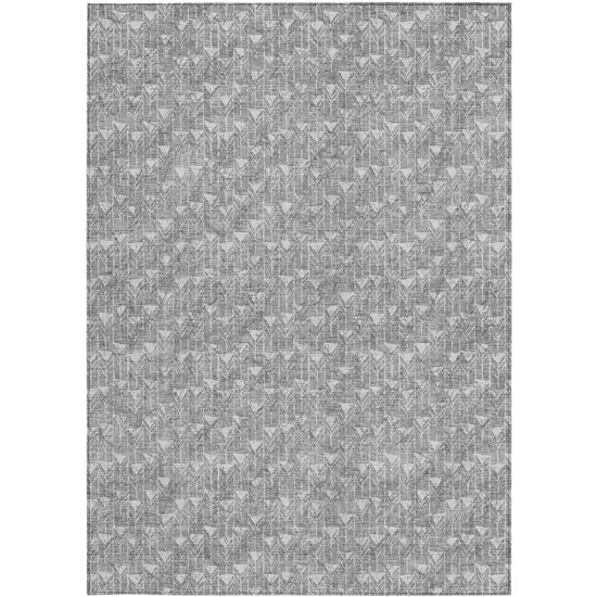 Gray Geometric Washable Non Skid Indoor Outdoor Area Rug Photo 6