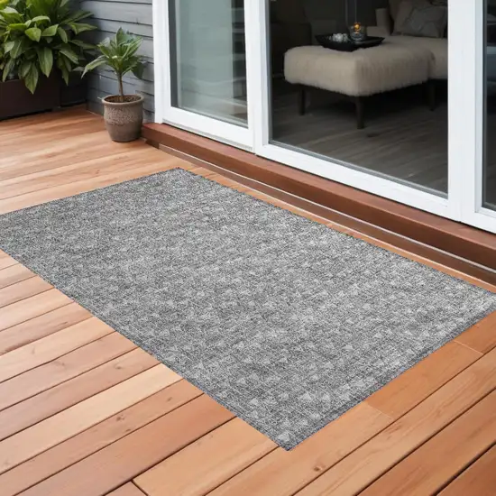 3' X 4' Gray Geometric Washable Non Skid Indoor Outdoor Area Rug Photo 1