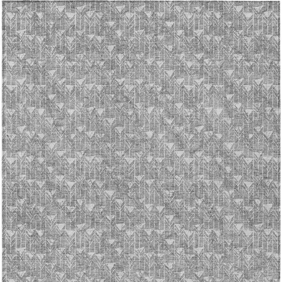 Gray Geometric Washable Non Skid Indoor Outdoor Area Rug Photo 7