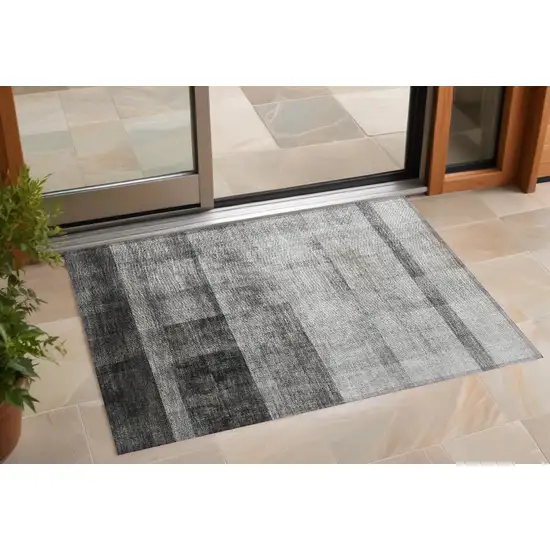 3' X 4' Gray Ombre Washable Non Skid Indoor Outdoor Area Rug Photo 1