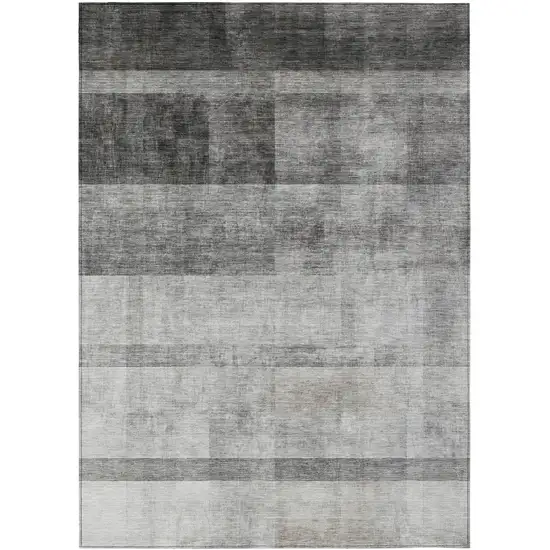 3' X 5' Gray Ombre Washable Non Skid Indoor Outdoor Area Rug Photo 2