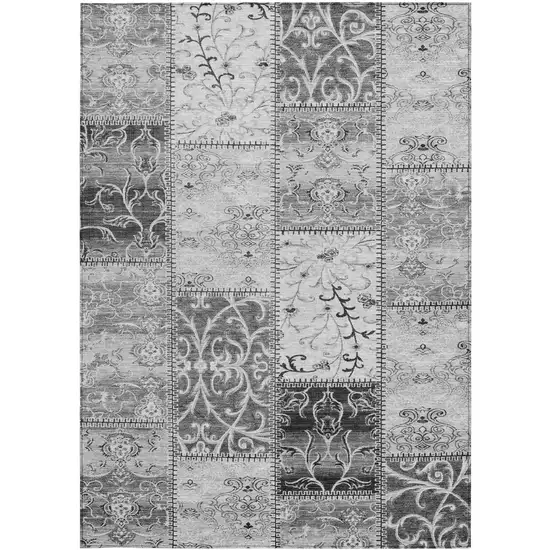 3' X 4' Gray Patchwork Washable Non Skid Indoor Outdoor Area Rug Photo 4