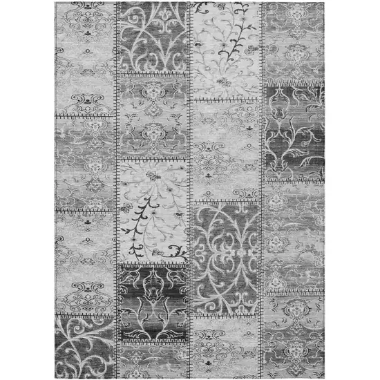 3' X 4' Gray Patchwork Washable Non Skid Indoor Outdoor Area Rug Photo 2