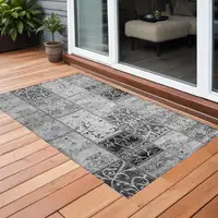 Photo of 3' X 4' Gray Patchwork Washable Non Skid Indoor Outdoor Area Rug