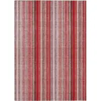 Photo of 3' X 4' Gray Pink and Red Striped Washable Non Skid Indoor Outdoor Area Rug