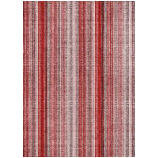 Gray Pink and Red Striped Washable Non Skid Indoor Outdoor Area Rug Photo 4