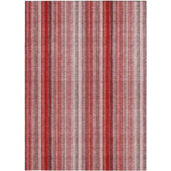 3' X 4' Gray Pink and Red Striped Washable Non Skid Indoor Outdoor Area Rug Photo 4