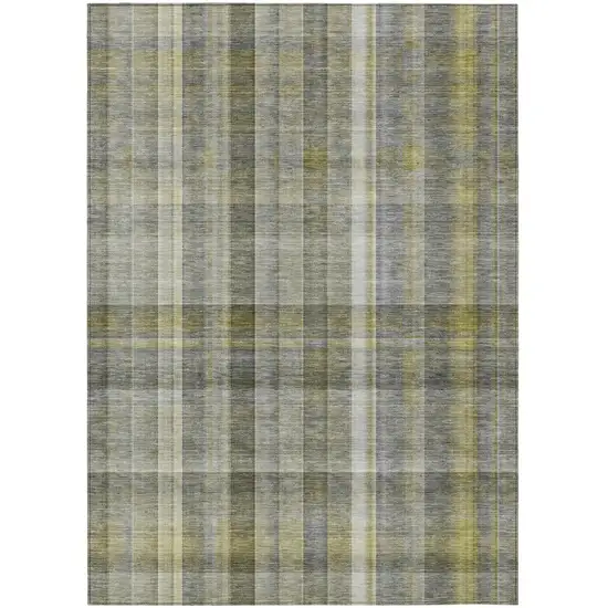 Gray Plaid Washable Non Skid Indoor Outdoor Area Rug Photo 2