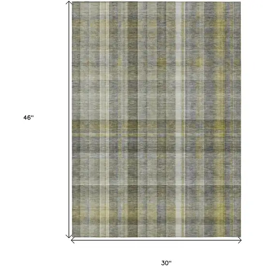 3' X 4' Gray Plaid Washable Non Skid Indoor Outdoor Area Rug Photo 3