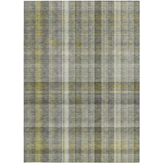 3' X 4' Gray Plaid Washable Non Skid Indoor Outdoor Area Rug Photo 4