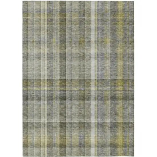 3' X 5' Gray Plaid Washable Non Skid Indoor Outdoor Area Rug Photo 2