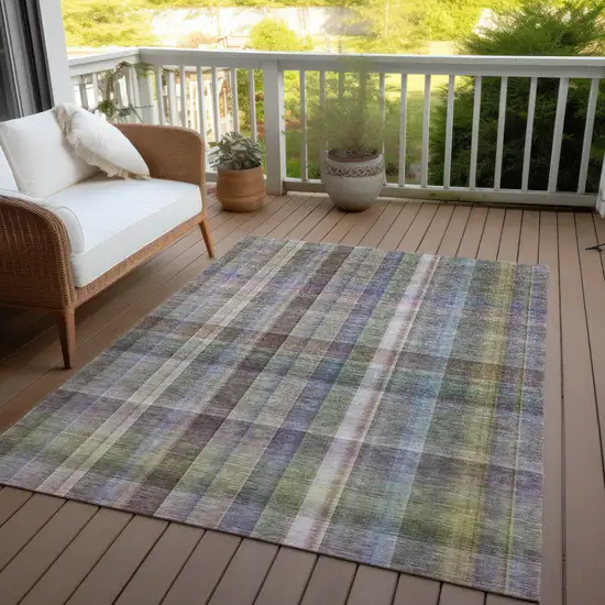 3' X 4' Gray Plaid Washable Non Skid Indoor Outdoor Area Rug Photo 8