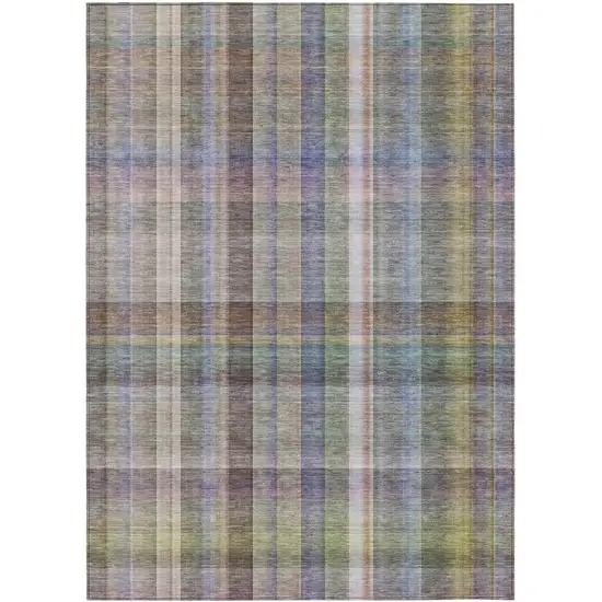 3' X 4' Gray Plaid Washable Non Skid Indoor Outdoor Area Rug Photo 2