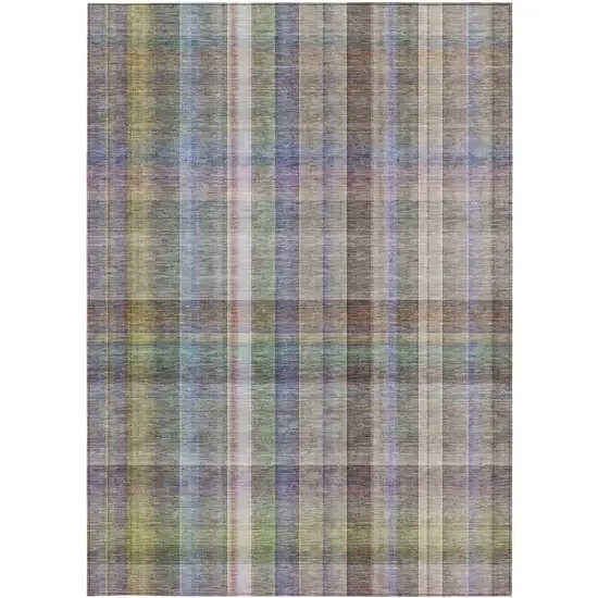 3' X 4' Gray Plaid Washable Non Skid Indoor Outdoor Area Rug Photo 4