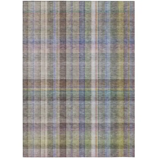 Gray Plaid Washable Non Skid Indoor Outdoor Area Rug Photo 2