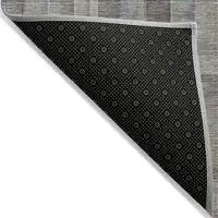 Photo of 3' X 5' Gray Plaid Washable Non Skid Indoor Outdoor Area Rug