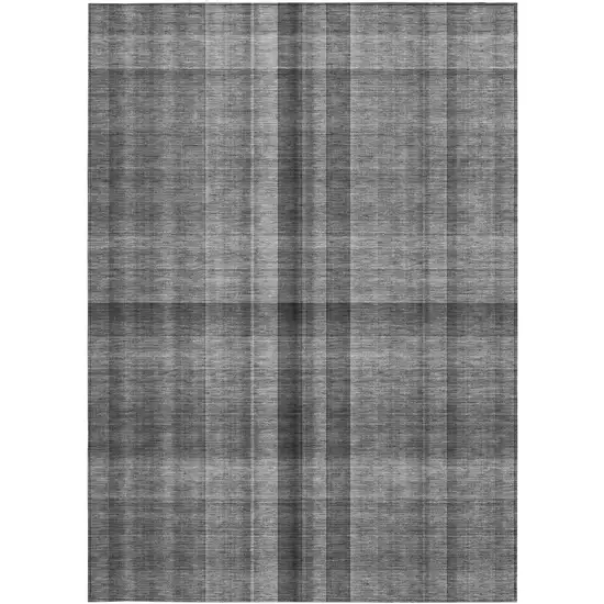 3' X 4' Gray Plaid Washable Non Skid Indoor Outdoor Area Rug Photo 5