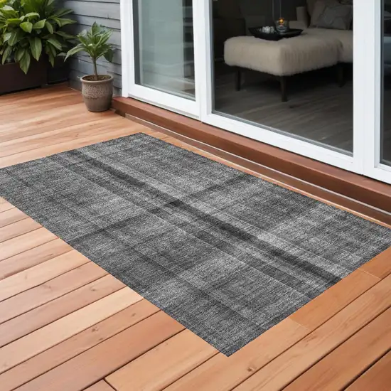 3' X 5' Gray Plaid Washable Non Skid Indoor Outdoor Area Rug Photo 1