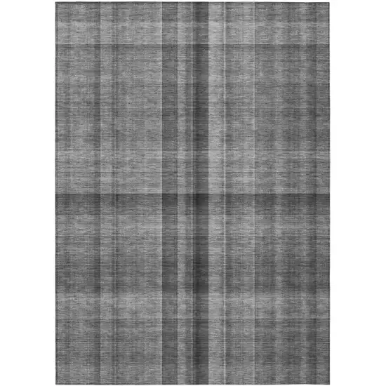 3' X 5' Gray Plaid Washable Non Skid Indoor Outdoor Area Rug Photo 2