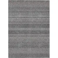 Photo of 3' X 4' Gray Striped Washable Non Skid Indoor Outdoor Area Rug