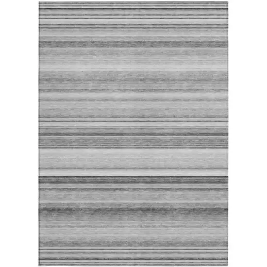 3' X 4' Gray Striped Washable Non Skid Indoor Outdoor Area Rug Photo 4