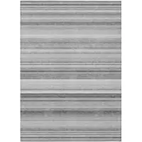 Photo of 3' X 4' Gray Striped Washable Non Skid Indoor Outdoor Area Rug