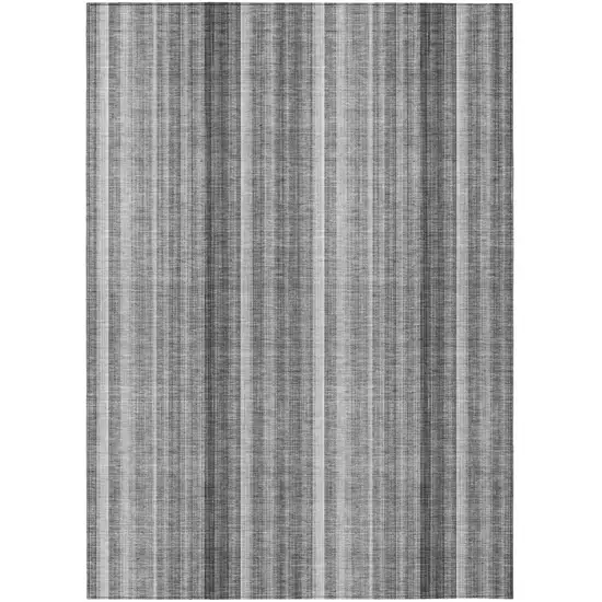 Gray Striped Washable Non Skid Indoor Outdoor Area Rug Photo 2