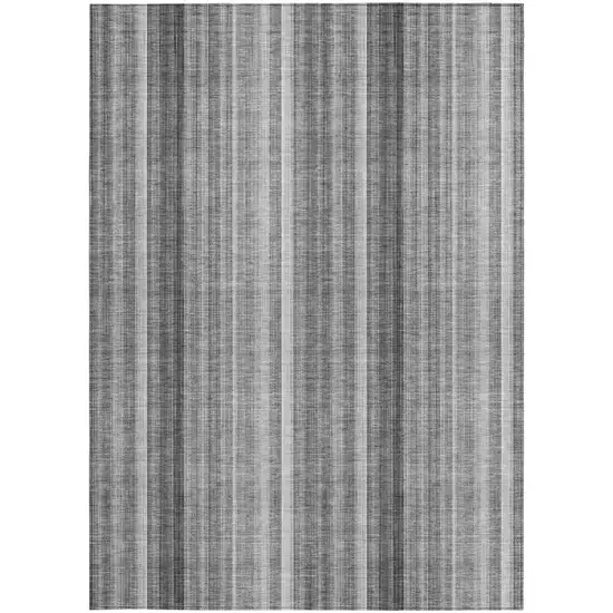 Gray Striped Washable Non Skid Indoor Outdoor Area Rug Photo 4