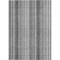 Photo of 3' X 4' Gray Striped Washable Non Skid Indoor Outdoor Area Rug