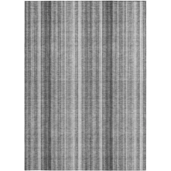 3' X 4' Gray Striped Washable Non Skid Indoor Outdoor Area Rug Photo 5