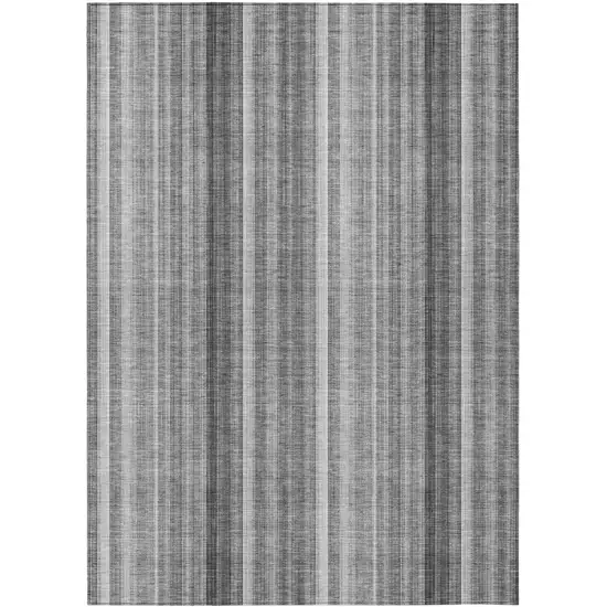 3' X 5' Gray Striped Washable Non Skid Indoor Outdoor Area Rug Photo 2