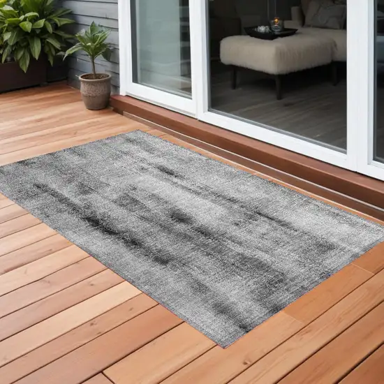 3' X 4' Gray Washable Non Skid Indoor Outdoor Area Rug Photo 1