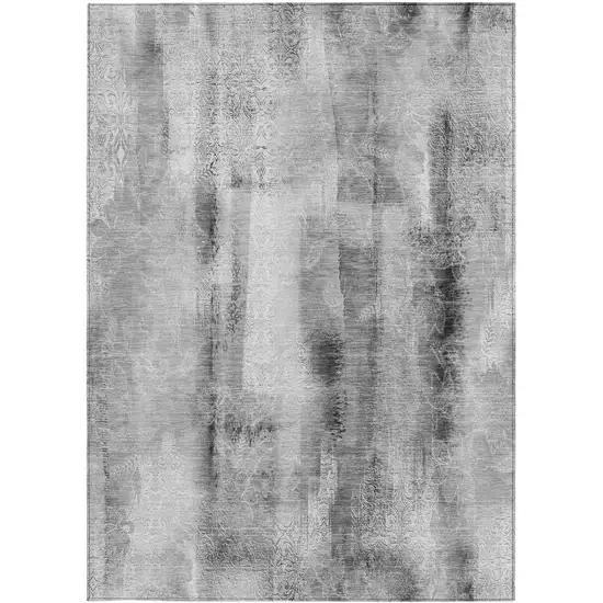 3' X 4' Gray Washable Non Skid Indoor Outdoor Area Rug Photo 5