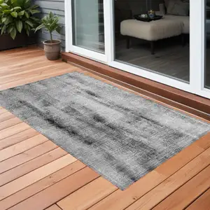 Photo of 3' X 5' Gray Washable Non Skid Indoor Outdoor Area Rug