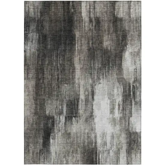 3' X 4' Gray and Black Abstract Washable Non Skid Indoor Outdoor Area Rug Photo 5