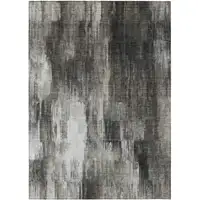 Photo of 3' X 5' Gray and Black Abstract Washable Non Skid Indoor Outdoor Area Rug