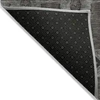 Photo of 3' X 5' Gray and Black Floral Medallion Washable Non Skid Indoor Outdoor Area Rug