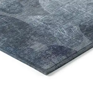 Photo of 3' X 5' Gray and Blue Abstract Washable Non Skid Indoor Outdoor Area Rug