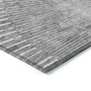 Photo of 3' X 4' Gray and Ivory Abstract Washable Non Skid Indoor Outdoor Area Rug