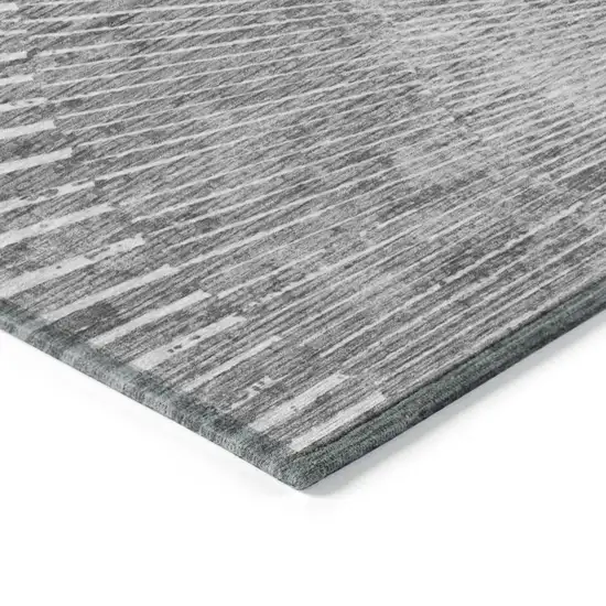 3' X 4' Gray and Ivory Abstract Washable Non Skid Indoor Outdoor Area Rug Photo 7