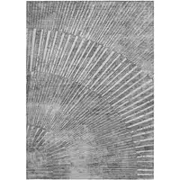 Photo of 3' X 4' Gray and Ivory Abstract Washable Non Skid Indoor Outdoor Area Rug