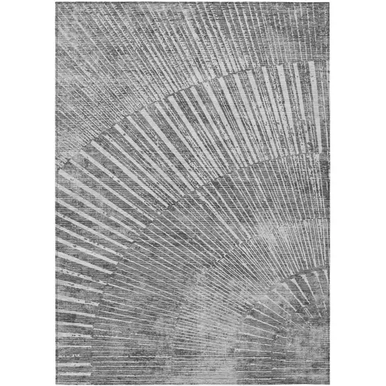 3' X 4' Gray and Ivory Abstract Washable Non Skid Indoor Outdoor Area Rug Photo 2