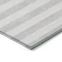 Photo of 3' X 4' Gray and Ivory Striped Washable Non Skid Indoor Outdoor Area Rug