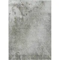 Photo of 3' X 4' Gray and Off White Abstract Washable Non Skid Indoor Outdoor Area Rug