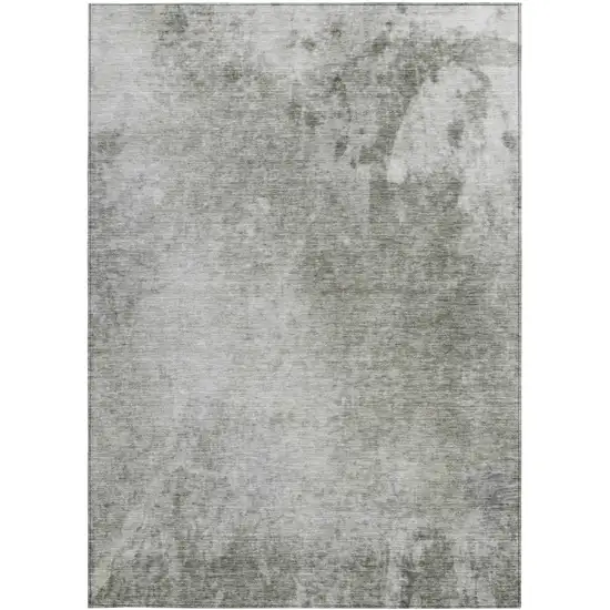 Gray and Off White Abstract Washable Non Skid Indoor Outdoor Area Rug Photo 5