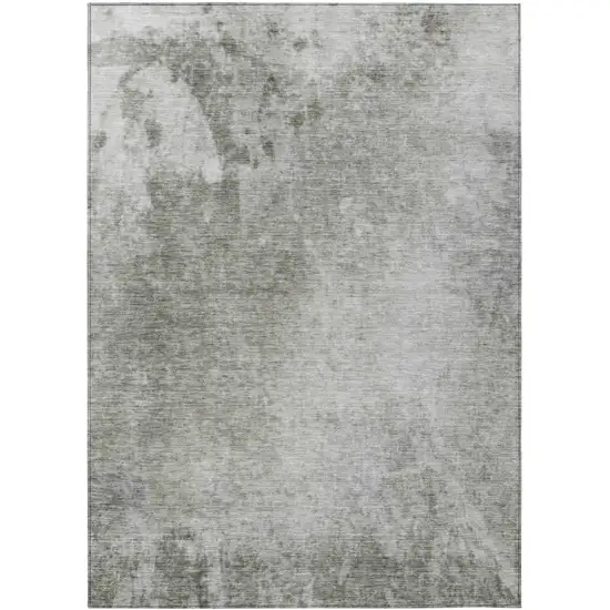 3' X 4' Gray and Off White Abstract Washable Non Skid Indoor Outdoor Area Rug Photo 2