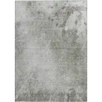 Photo of 3' X 5' Gray and Off White Abstract Washable Non Skid Indoor Outdoor Area Rug