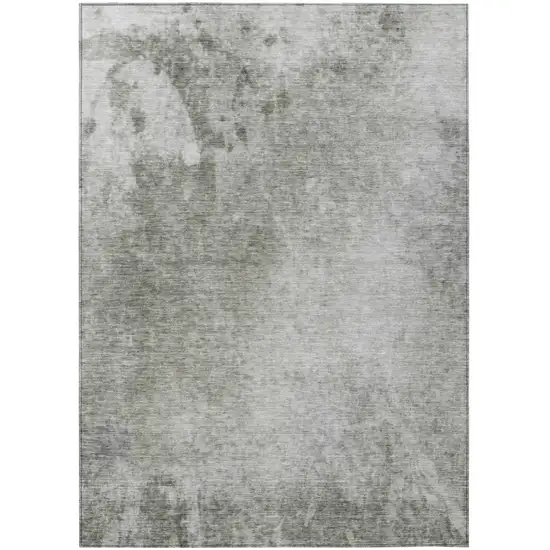 Gray and Off White Abstract Washable Non Skid Indoor Outdoor Area Rug Photo 2